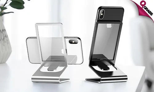 Glass + Aluminum Desktop Phone Holder!
